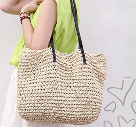 Ayliss Straw Woven, Raffia Tote and Beach Bag