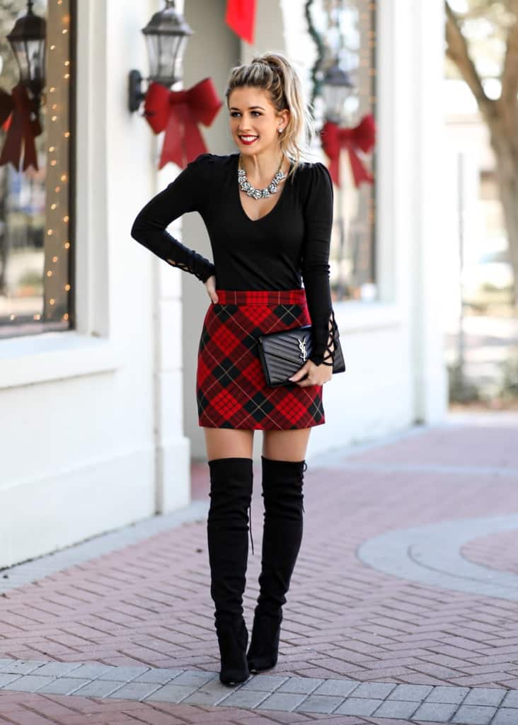 Christmas Outfit for Teenage Girl with Plaid Skirt