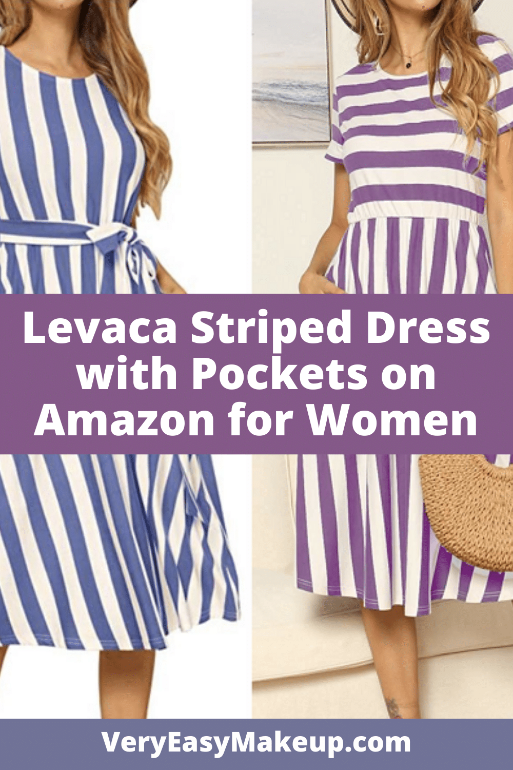 Levaca Striped Dress with Pockets for Women on Amazon by Very Easy Makeup