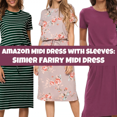 Simier Fariry Women's Adjustable Waist Midi Dress with Pockets and Sleeves on Amazon