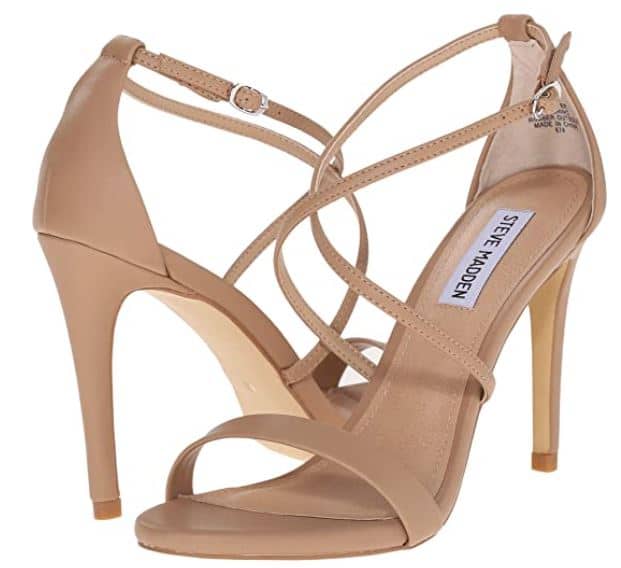 Steve Madden Felix Dress Sandals with Cross Cross Straps in Tan and Beige
