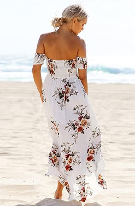 AM Clothes cute beach vacation dress with off the shoulder floral print