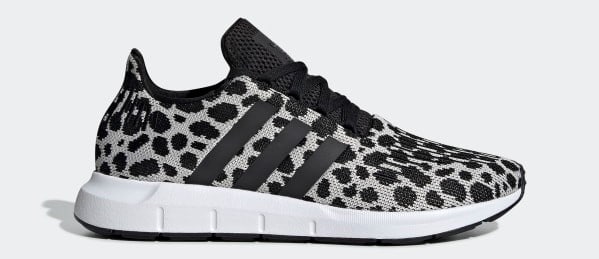 adidas Women's Swift Run Sneaker black and white leopard print sneaker