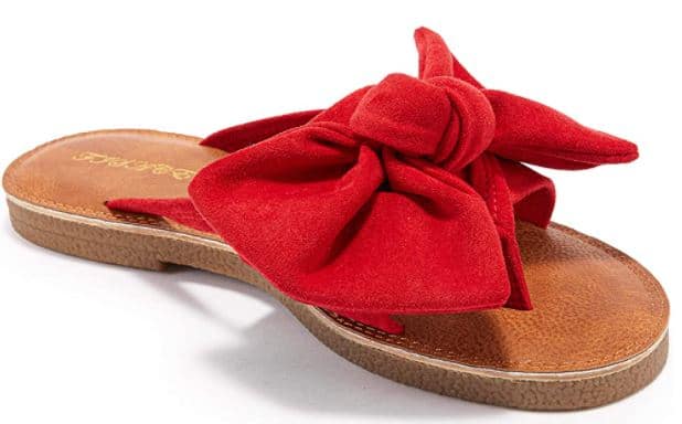 FISACE cute flip flop sandals with red bow on Amazon