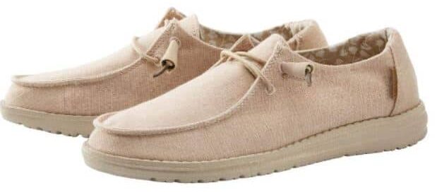 Wendy Chambray Shoes in Pink and Beige for Women by Hey Dude