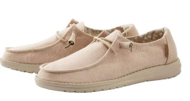 Wendy Chambray Shoes in Pink and Beige for Women by Hey Dude
