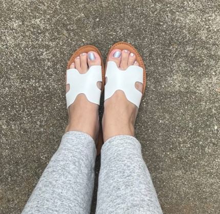 KOLILI cheap white cute slip on sandals for women on Amazon