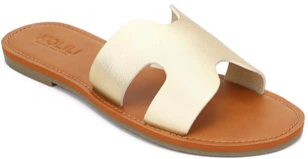 KOLILI gold flat slide cute sandals for summer cheap