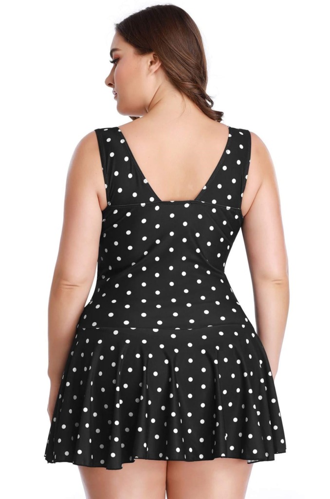 MiYang Plus Size Swim Dress for big thighs with polka dots