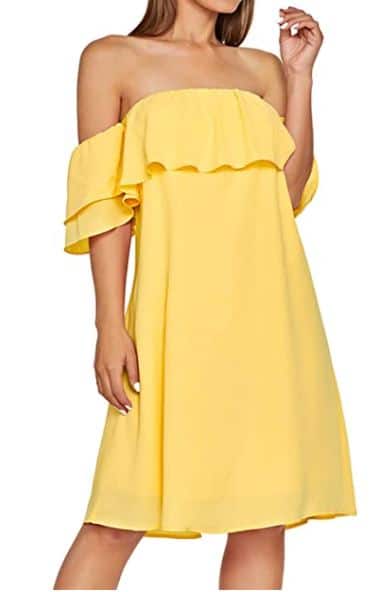 Milumnia off shoulder cute beach vacation dress in yellow