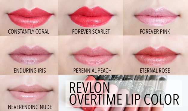 Revlon ColorStay overtime swatches and colors on lips