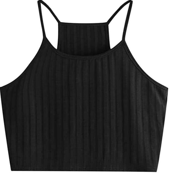 SHEIN black ripped racerback crop top