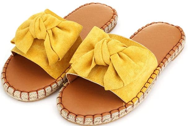YYW yellow cute sandals for women slip on bow knot in yellow