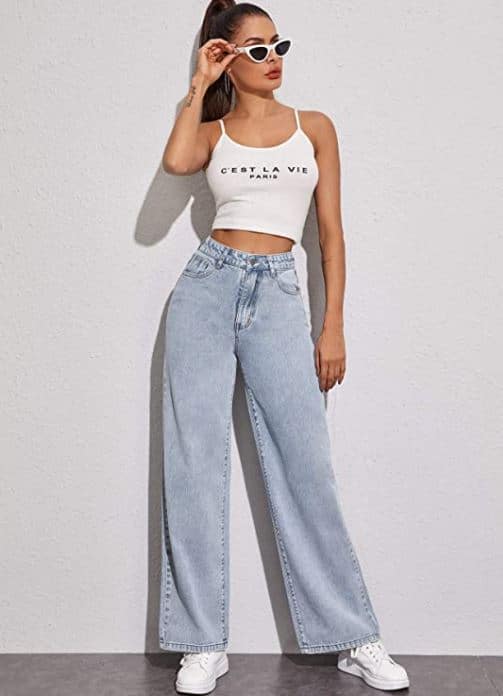 SOLY HUX Women's Casual Denim Pants High Waisted Wide Leg Jeans for baddie outfits