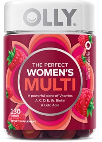 OLLY Women's Multivitamin Gummy, Vitamins A, D, C, E, Biotin, Folic Acid, Chewable Supplement, Berry Flavor