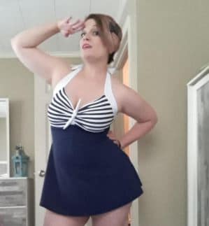 COCOSHIP 4th of July plus size navy, sailor swimdress