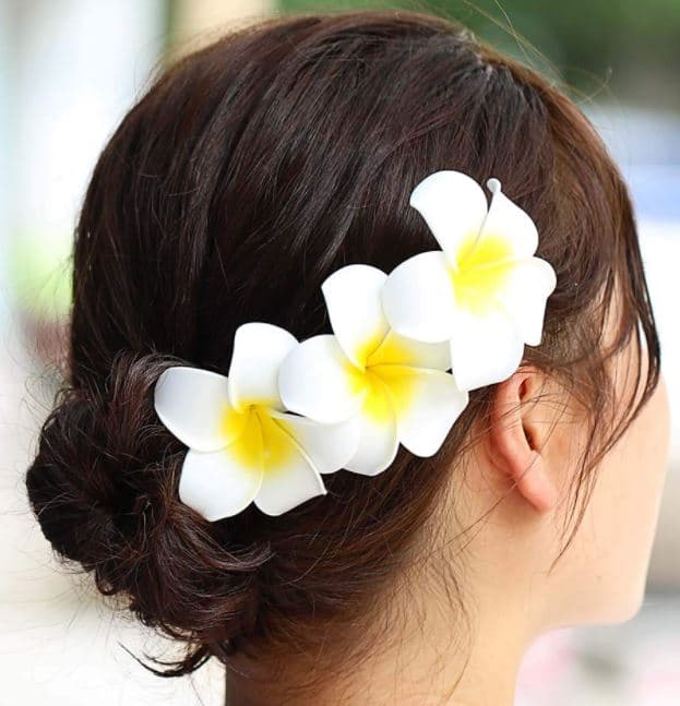 Hawaiian Plumeria Flower Hair Foam Hawaii Hair Clips (2 Inch) for beachy hair