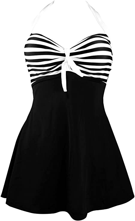 cute plus size white and black swimdress by COCOSHIP