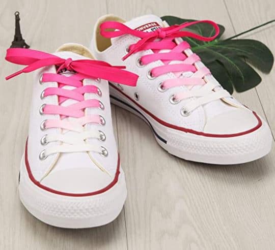 fun pink and white shoelaces for converse
