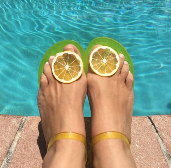 fun summer sandals with limes and lemons