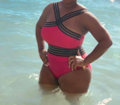 Hilor one piece swimsuit in hot pink for curvy women and plus size women on Amazon