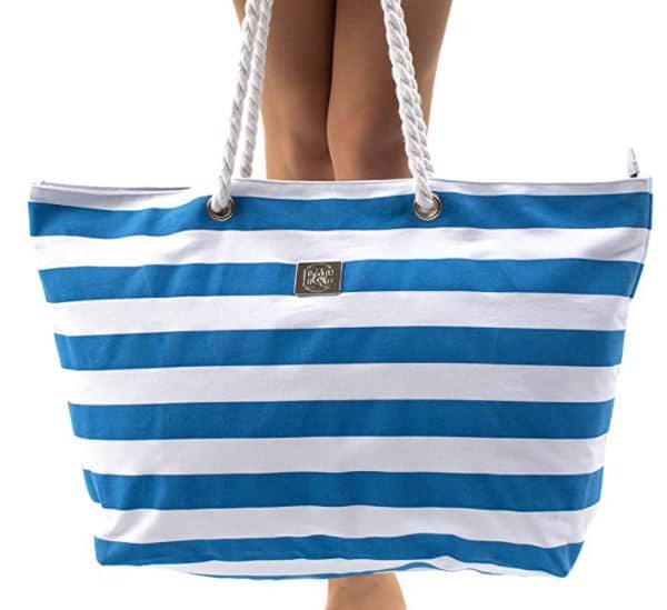 Bag&Carry blue and white striped large beach bag