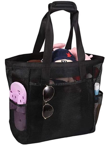 Large Mesh Beach Bag Tote Bag for Swimming Shopping Bag Travel Bag W/Pockets and Zipper