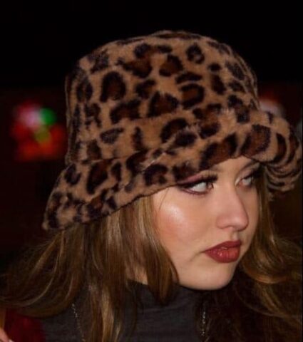 leopard print fur baddie hat by PURFANREE