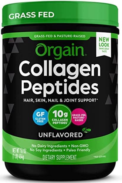 Orgain Grass Fed Hydrolyzed Collagen Peptides Protein Powder - Paleo & Keto Friendly, Amino Acid Supplement, Pasture Raised, Gluten Free, Dairy Free, Soy Free, Non-GMO, Type I and III