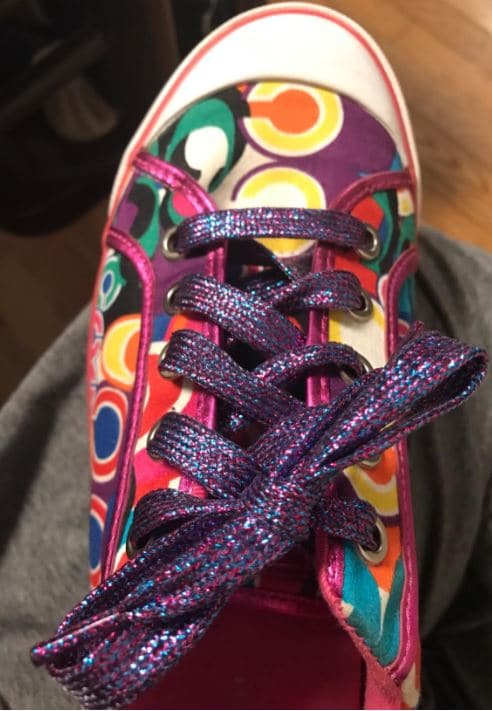 purple sparkly metallic shoelaces for converse