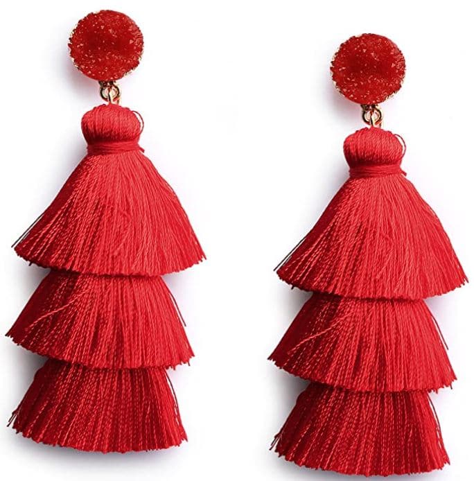 red tassel earrings for 4th of July outfits