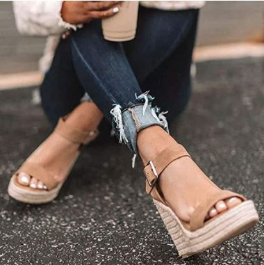 VICKI·VICKI Women's Platform Sandals Wedge Ankle Strap Open Toe Sandals