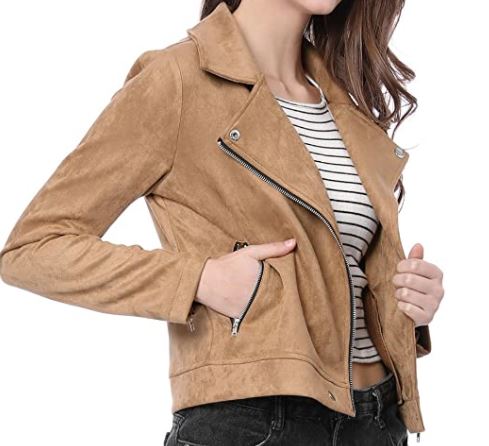 Allegra K Suede Moto Jacket to wear over dresses in the fall