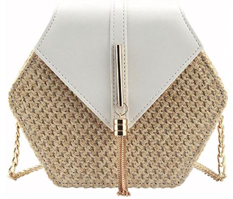 Bausweety hexigon octagon rattan summer straw cute purse