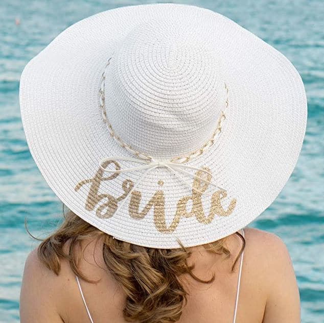 bride to be white beach hat