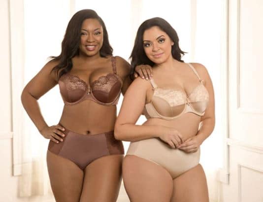Curvy Couture tulip lace bra in brown and tan for large busts
