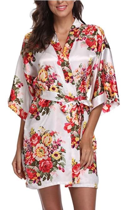 Floral Stain Tropical Kimono Robe by Laurel Snow for bridesmaids in plus sizes