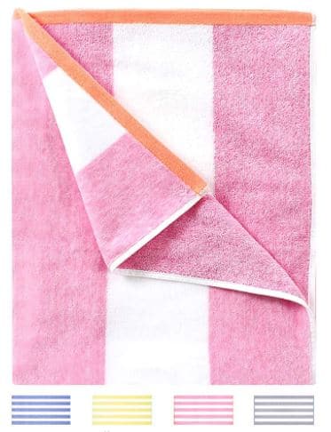 HENBAY oversized white and pink stripe beach towels for bridesmaids