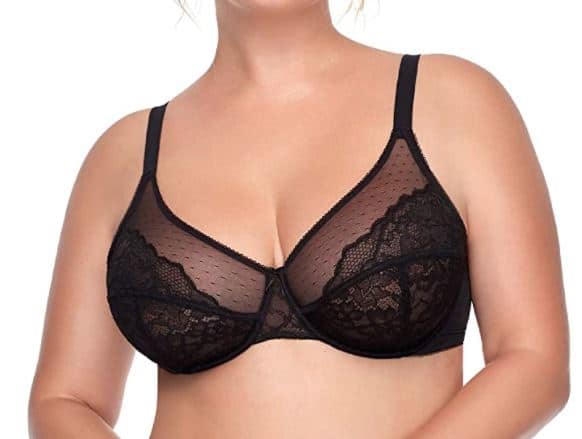 HSIA Women's Underwire Bra Minimizer Lace Floral Bra Unlined Unpadded Plus Size Full Coverage Bra for large bust in black