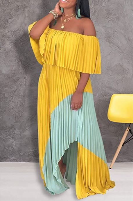 LROSEY plus size tropical dress in yellow