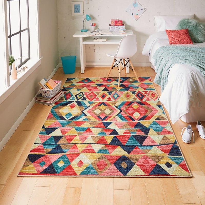 bright colorful college dorm room rug