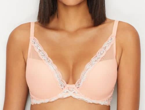 Natori Womens Feathers Contour Plunge in pink for large busts in sizes DDD and G