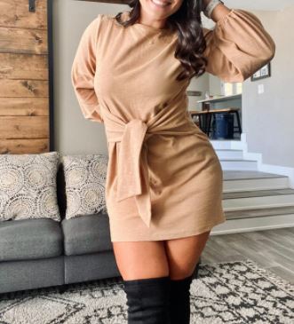 sweater dress with thigh high boots for fall outfits on Amazon