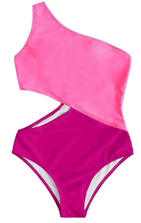 SweatyRocks monokini cute pink swimsuit in hot pink and light pink