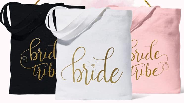 11 Piece Set of Bride Tribe Canvas Tote Bags for Bachelorette Parties, Weddings and Bridal Showers! (11 Totes, Black - Bride Tribe)