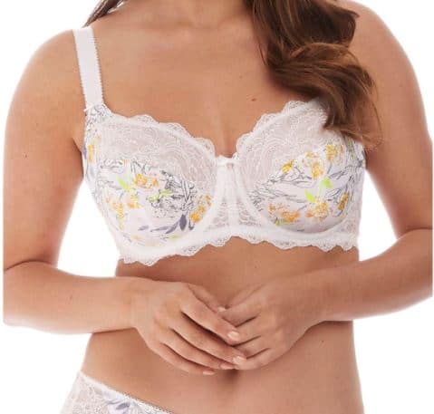 cute Fantasie Women's Tamara Uw Side Support Bra for large bust in white with yellow flowers