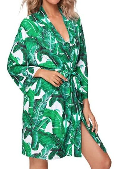 green leaf tropical bridesmaids robes by Floerns