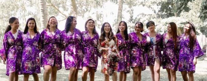 iFigure purple tropical bridesmaids robes