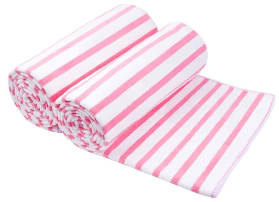 JML cheap pink and white stripe beach bridesmaid towels