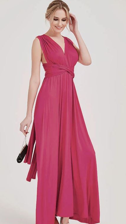 pink transformer maxi evening dress for special events and weddings by IWEMEK